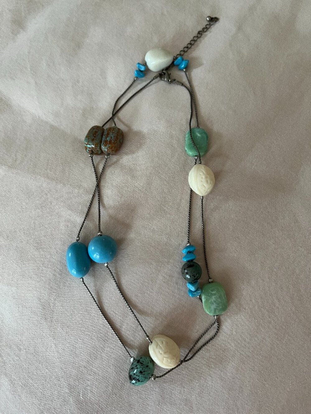 Vintage Multi Colored Beaded Cable Chain Necklace